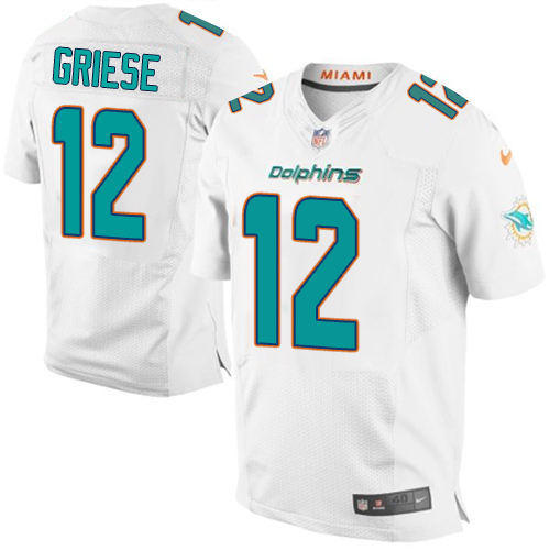 Men's Elite Bob Griese Nike Jersey White Road - #12 NFL Miami Dolphins